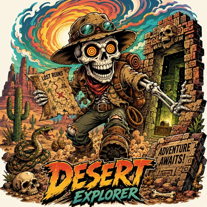 Retro Skeleton Wild West Art