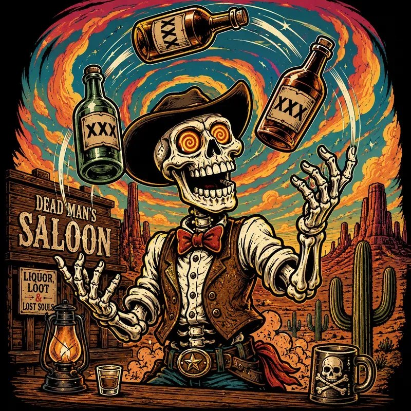 Retro Skeleton Wild West Art