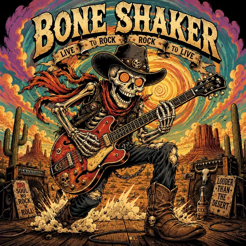 Retro Skeleton Wild West Art