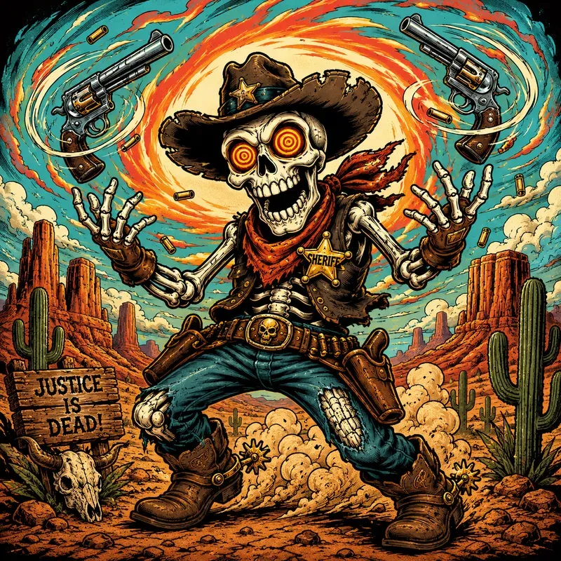 Retro Skeleton Wild West Art