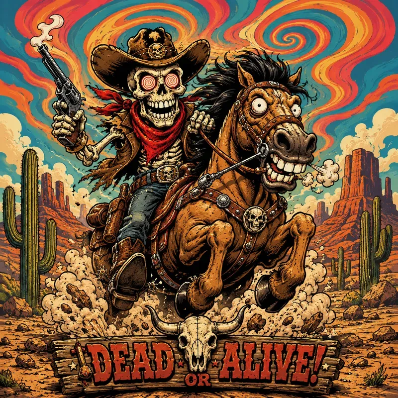Retro Skeleton Wild West Art