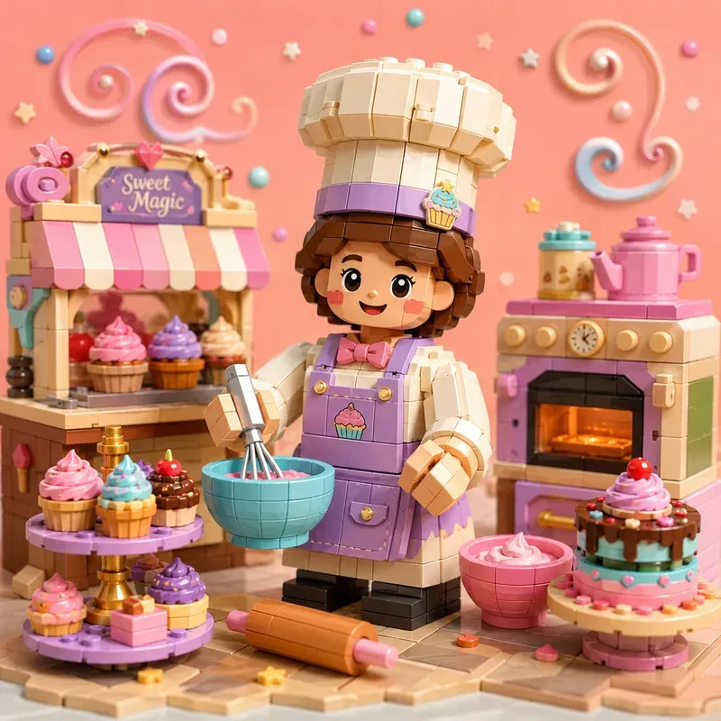 Playful Brick Toy Character Scenes