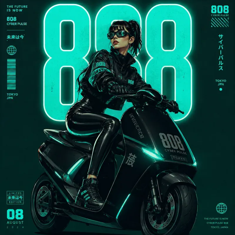 Retro Numeric Poster Riders