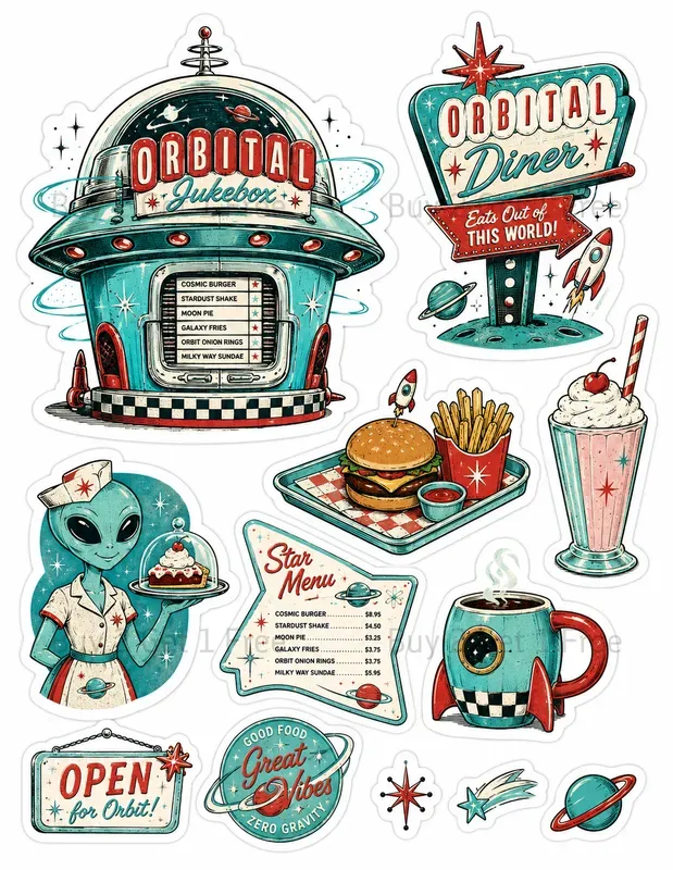 Western Retro Media Object Stickers