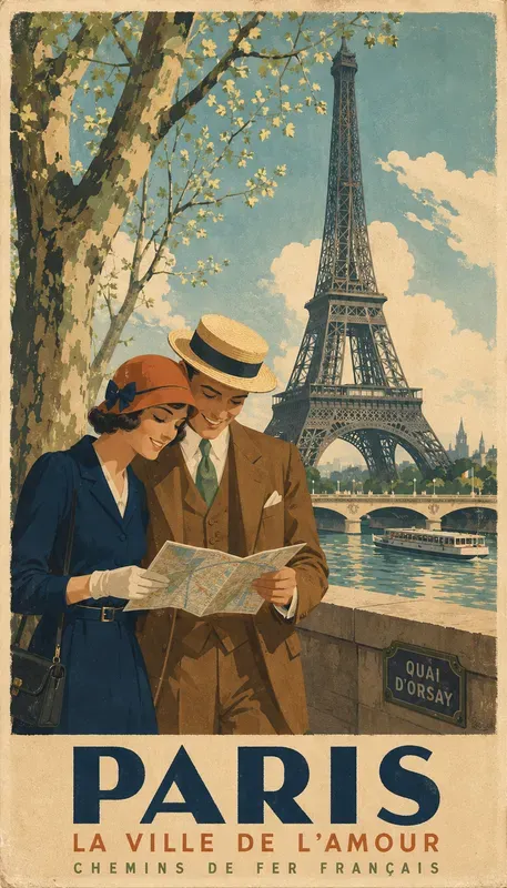 Vintage Couple Travel Posters