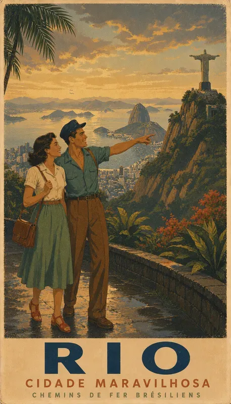Vintage Couple Travel Posters