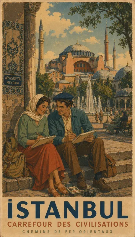 Vintage Couple Travel Posters