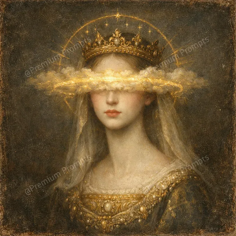 Renaissance Golden Halo Surreal Portraits