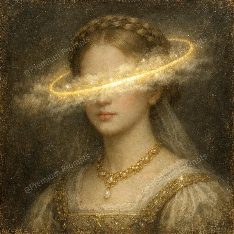 Renaissance Golden Halo Surreal Portraits