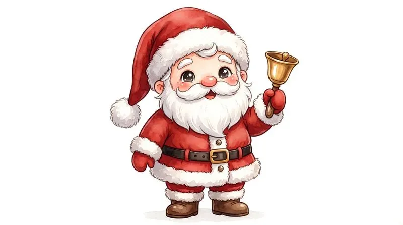 Chibi Watercolor Santa Claus Cliparts