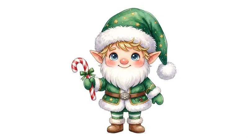 Chibi Watercolor Santa Claus Cliparts