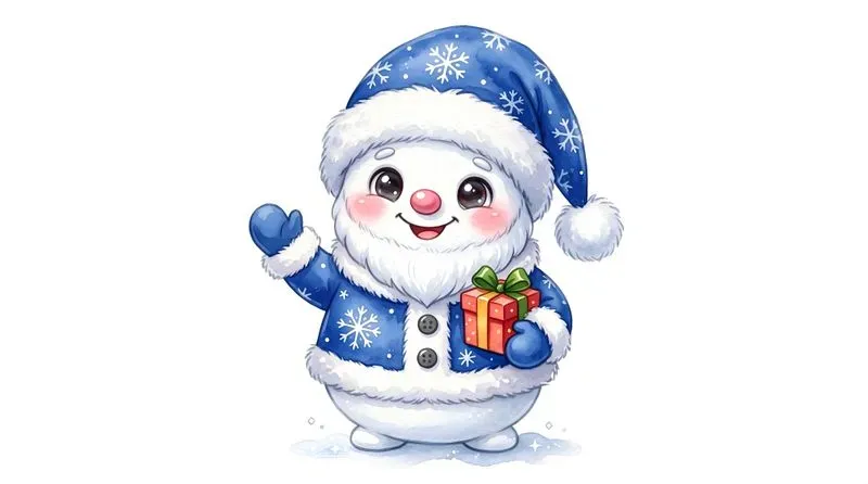 Chibi Watercolor Santa Claus Cliparts