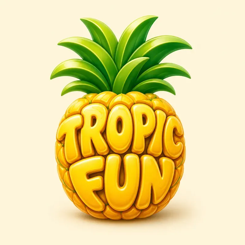 Glossy 3D Fruit Typography Logos