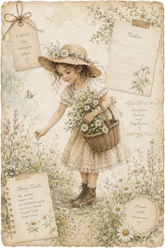 Summer Daisy Junk Journal Pages