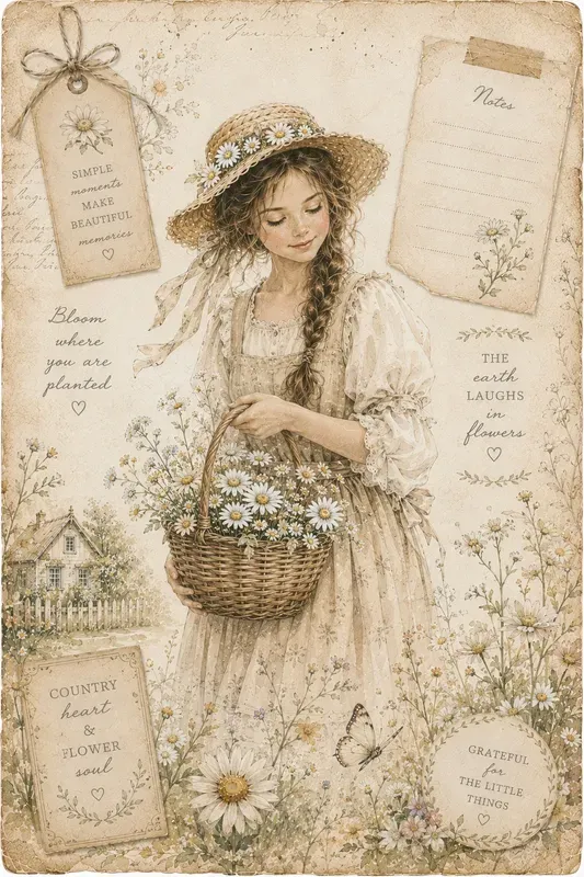Summer Daisy Junk Journal Pages