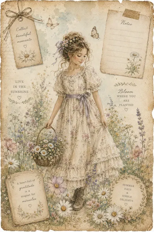 Summer Daisy Junk Journal Pages