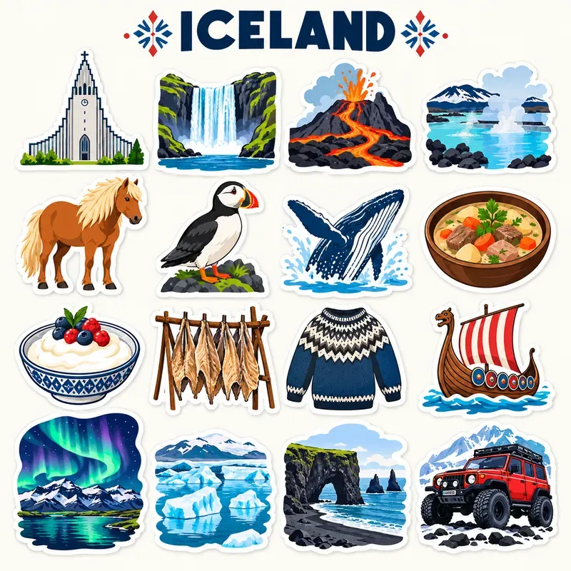 National Travel Icon Sticker Sheet Art