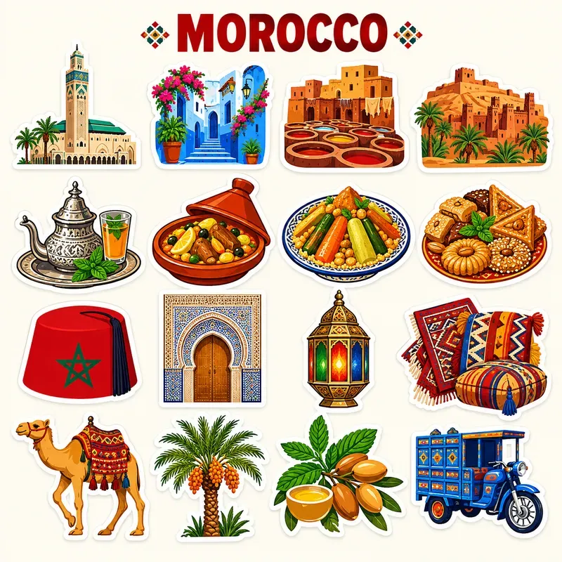 National Travel Icon Sticker Sheet Art