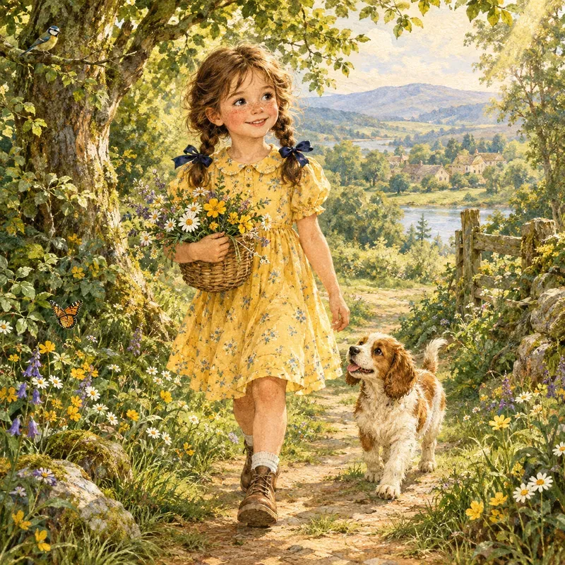 Whimsical Vintage Child Art