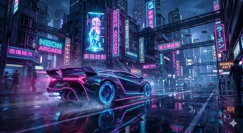 Cyberpunk Neon Vehicle Scene Generator