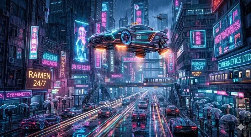 Cyberpunk Neon Vehicle Scene Generator
