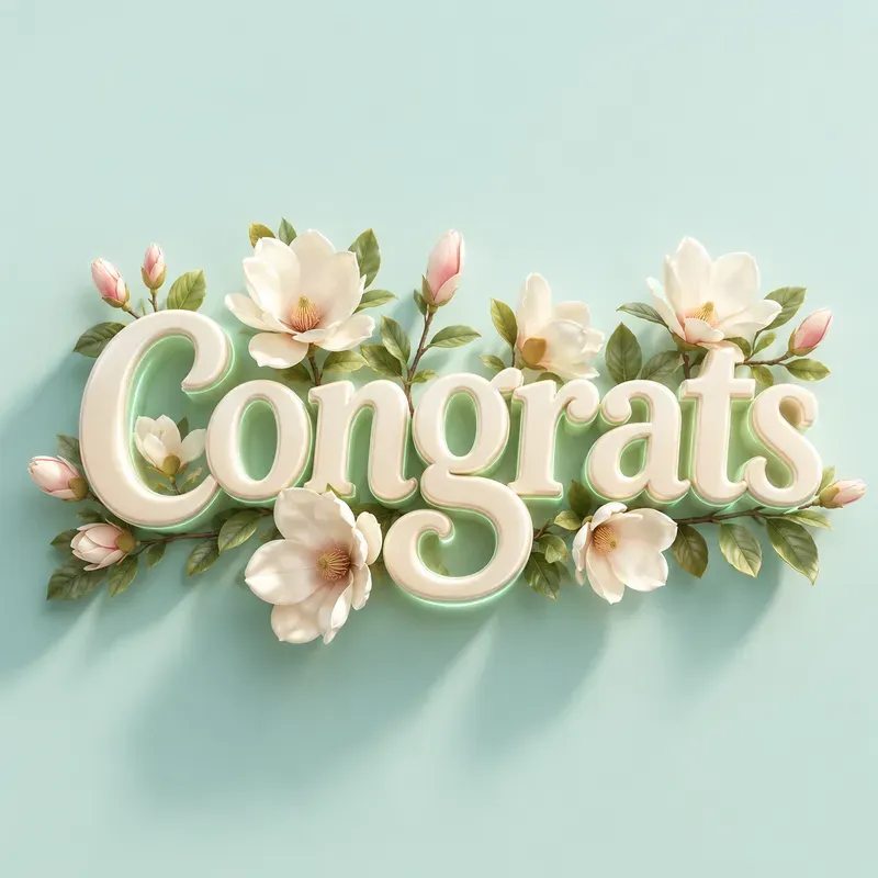 3D Floral Typography Greeting Art