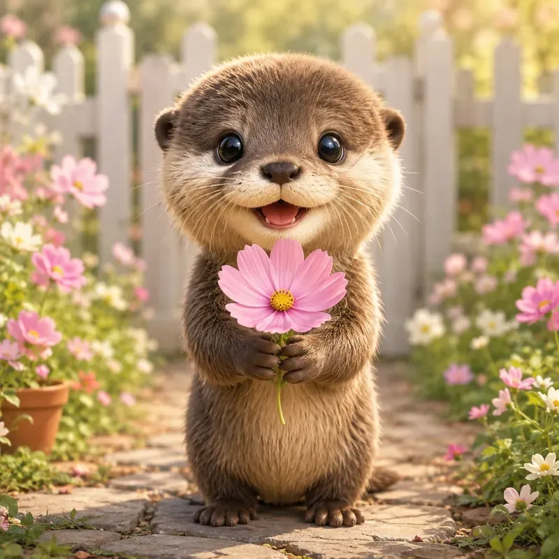 Cute Baby Animal Flower Poses