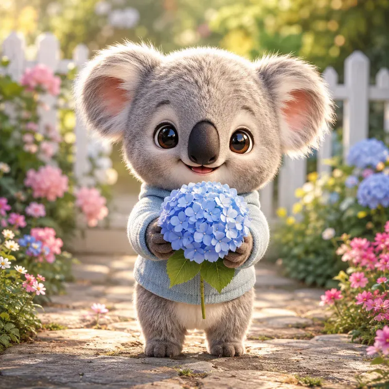 Cute Baby Animal Flower Poses