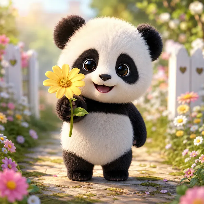 Cute Baby Animal Flower Poses