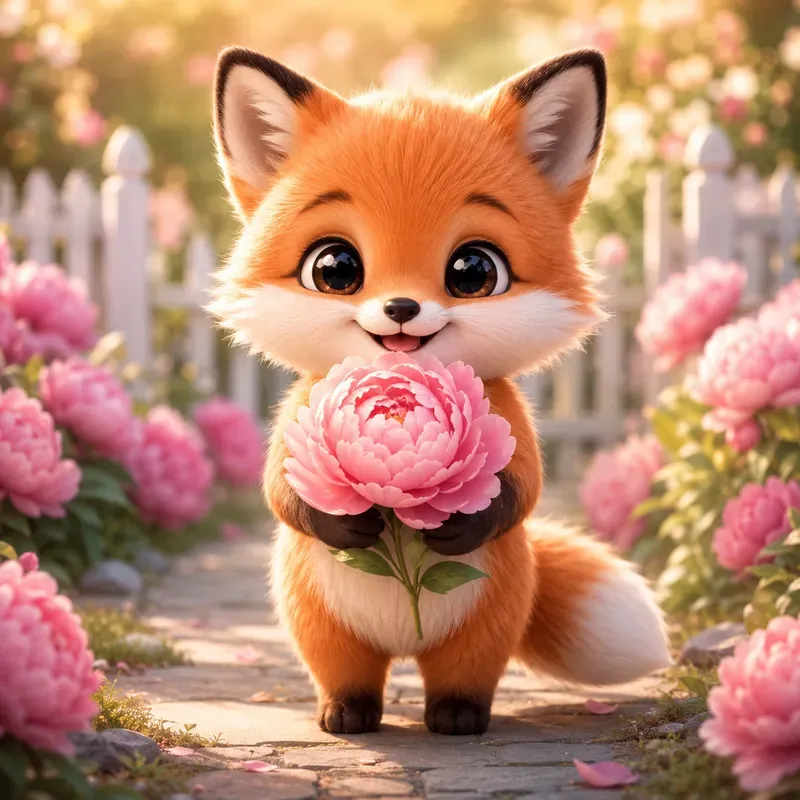 Cute Baby Animal Flower Poses