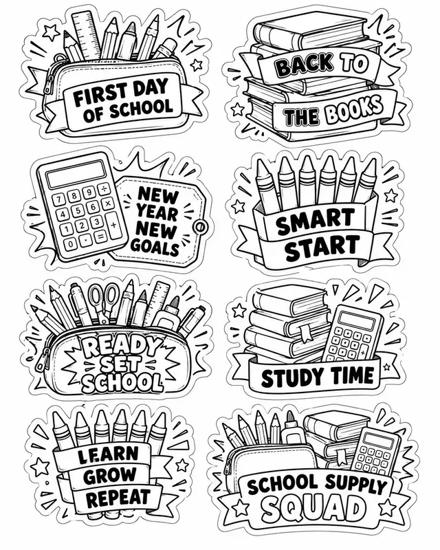 Back To School Popup Stickers Pngs