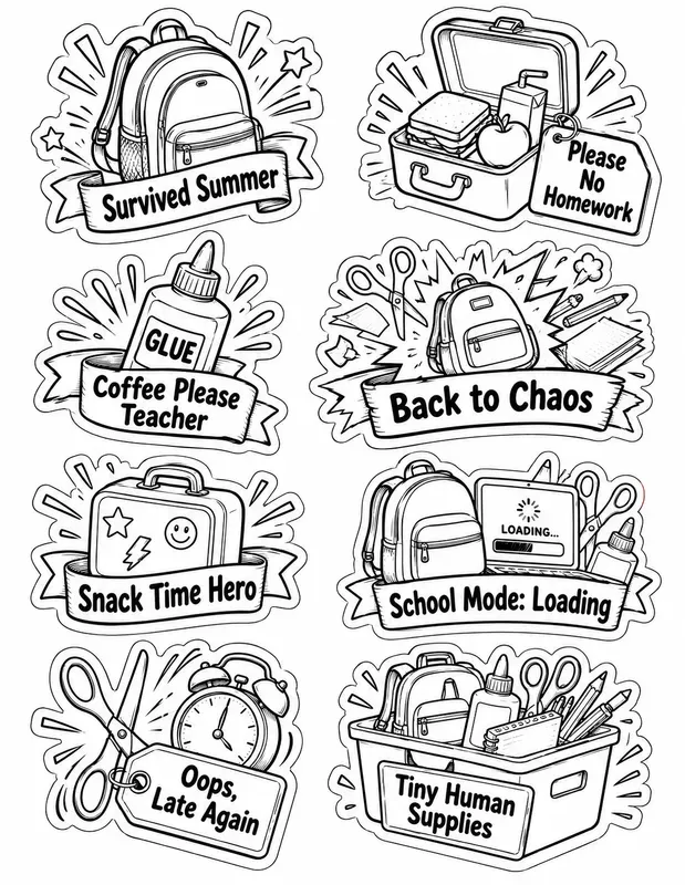 Back To School Popup Stickers Pngs