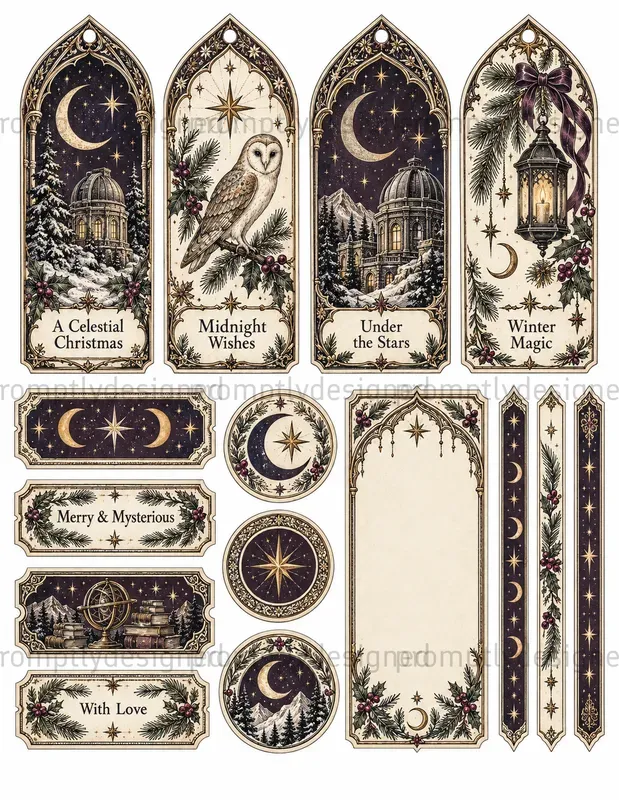 Celestial Gothic Christmas Ephemera
