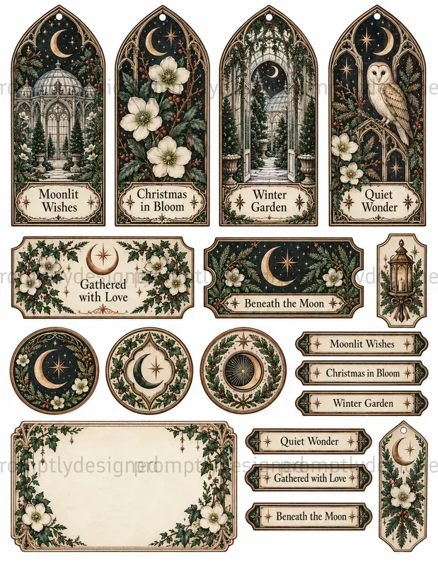 Celestial Gothic Christmas Ephemera