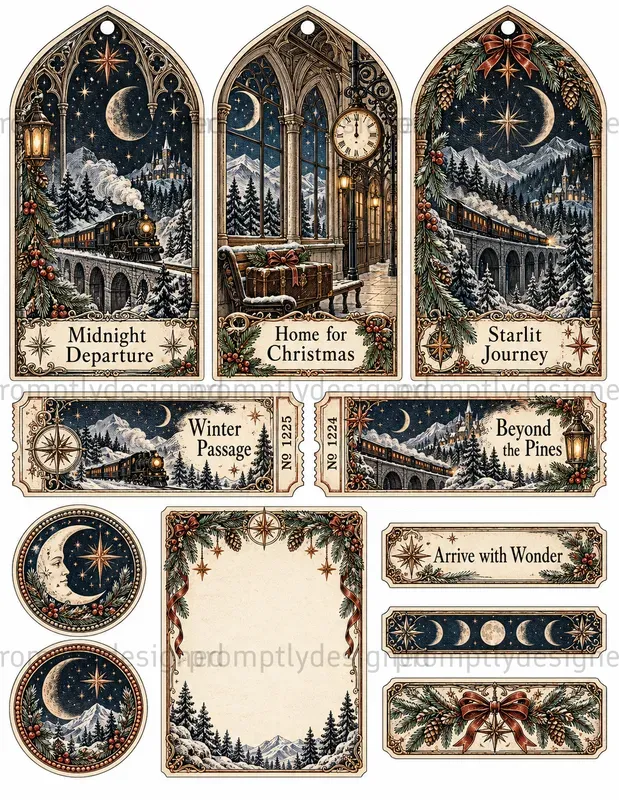 Celestial Gothic Christmas Ephemera