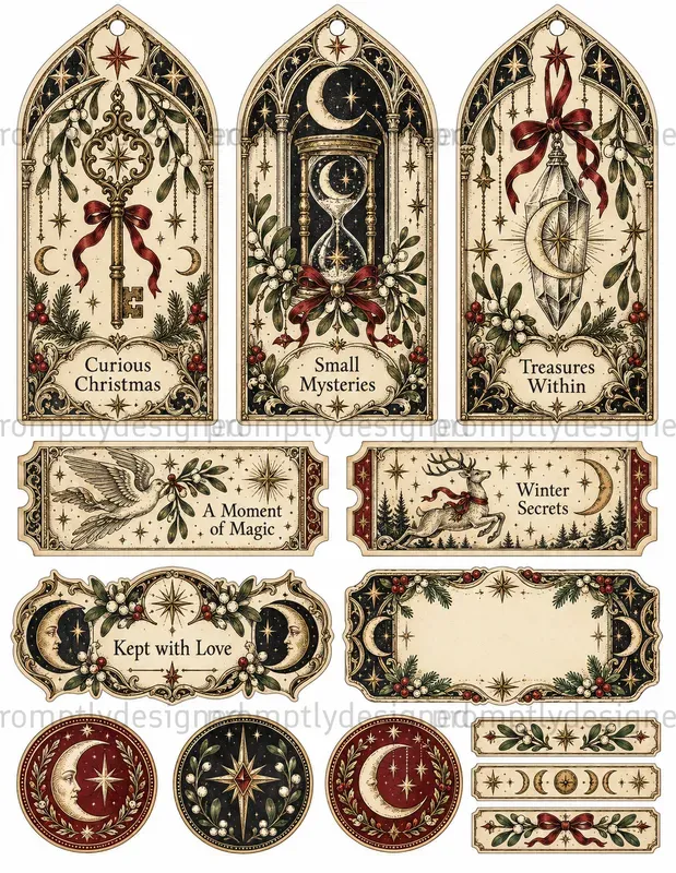 Celestial Gothic Christmas Ephemera