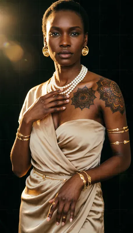 Boho Gold Ethnic Fashion Portrait Art