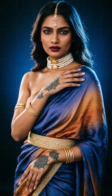 Boho Gold Ethnic Fashion Portrait Art