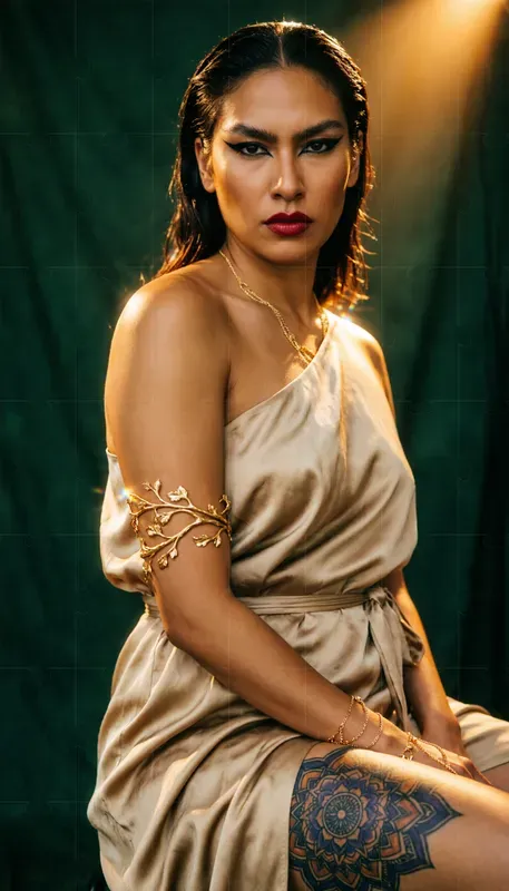 Boho Gold Ethnic Fashion Portrait Art