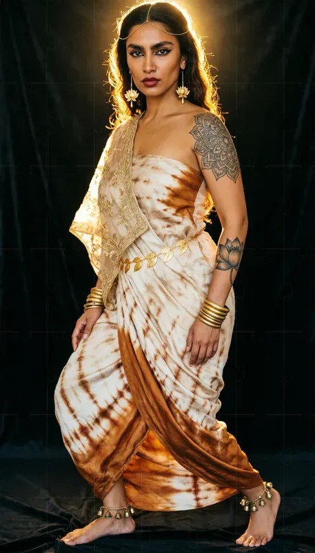 Boho Gold Ethnic Fashion Portrait Art