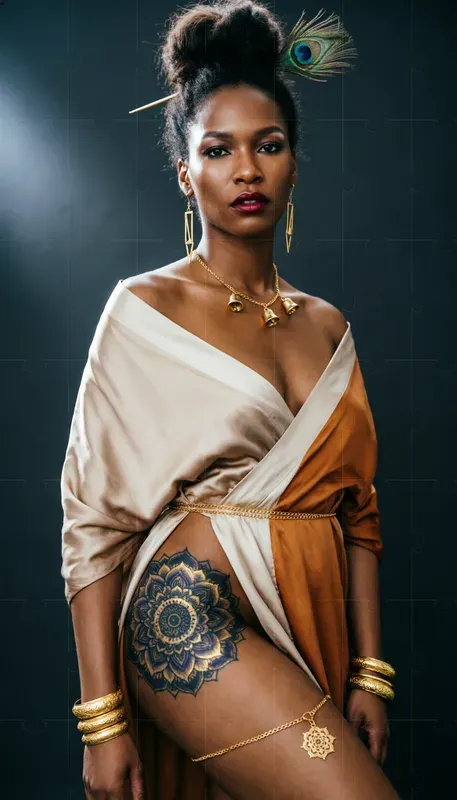 Boho Gold Ethnic Fashion Portrait Art