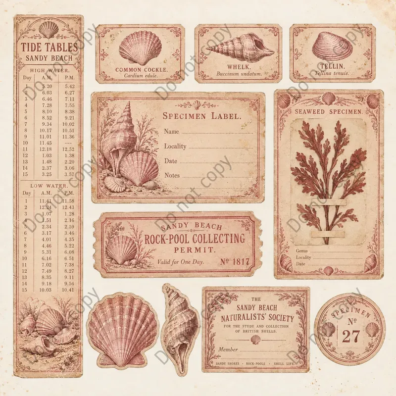 Seaside Naturalist Ephemera Sheets