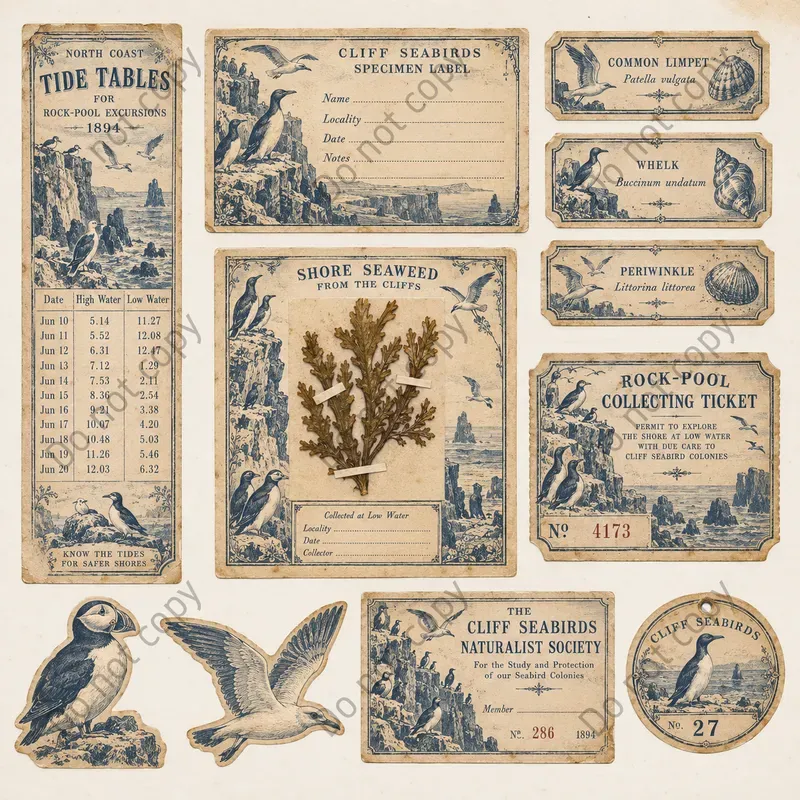 Seaside Naturalist Ephemera Sheets