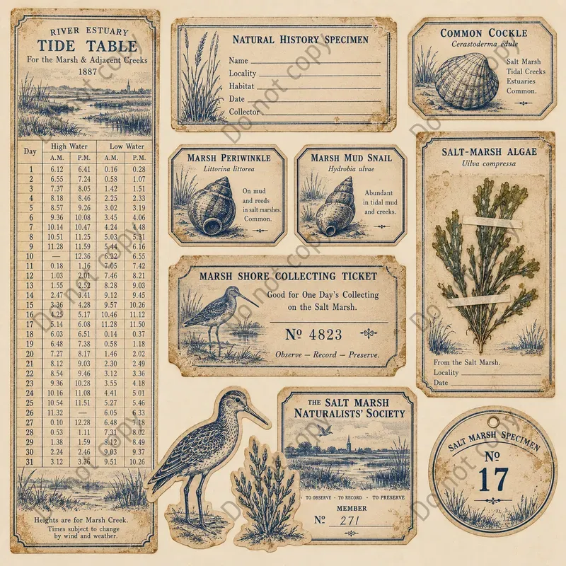 Seaside Naturalist Ephemera Sheets