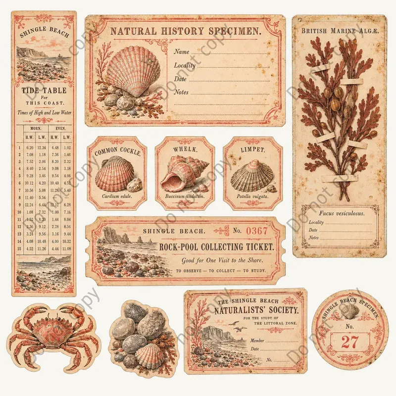 Seaside Naturalist Ephemera Sheets