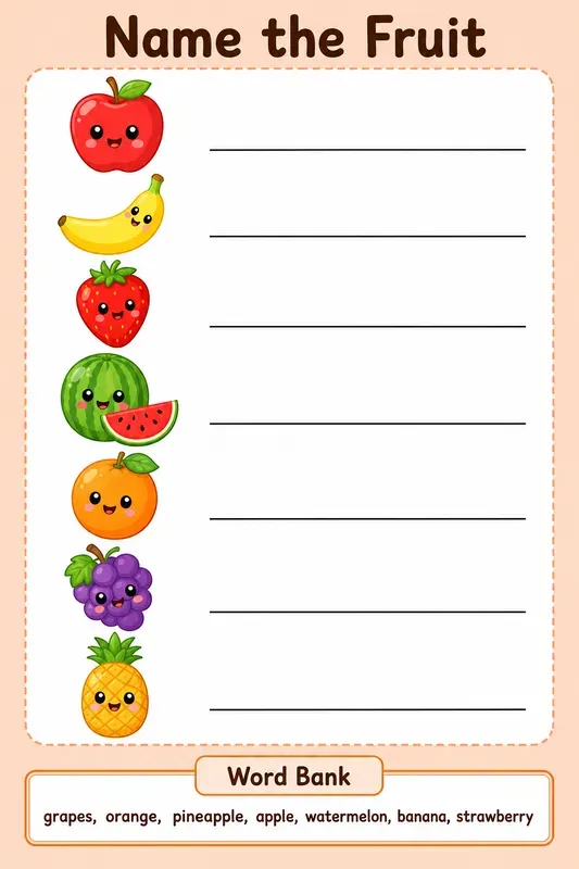 Colored Naming Worksheet Generator