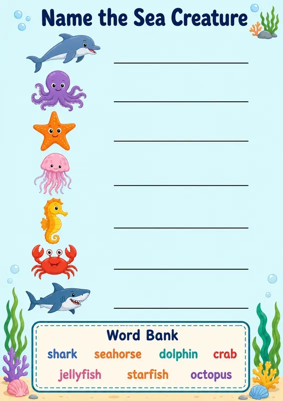 Colored Naming Worksheet Generator
