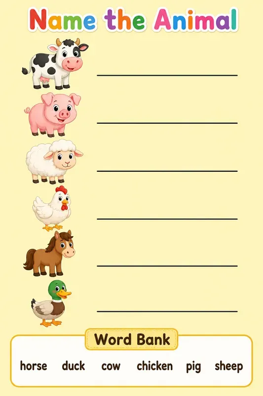 Colored Naming Worksheet Generator