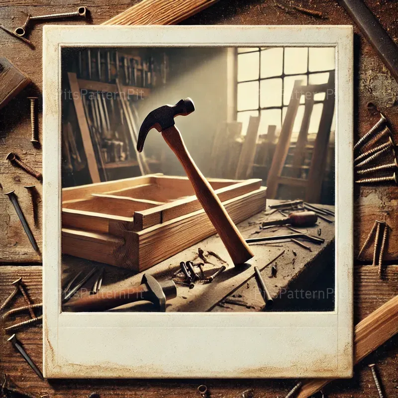 Vintage Polaroidstyle Rustic Tool Scenes