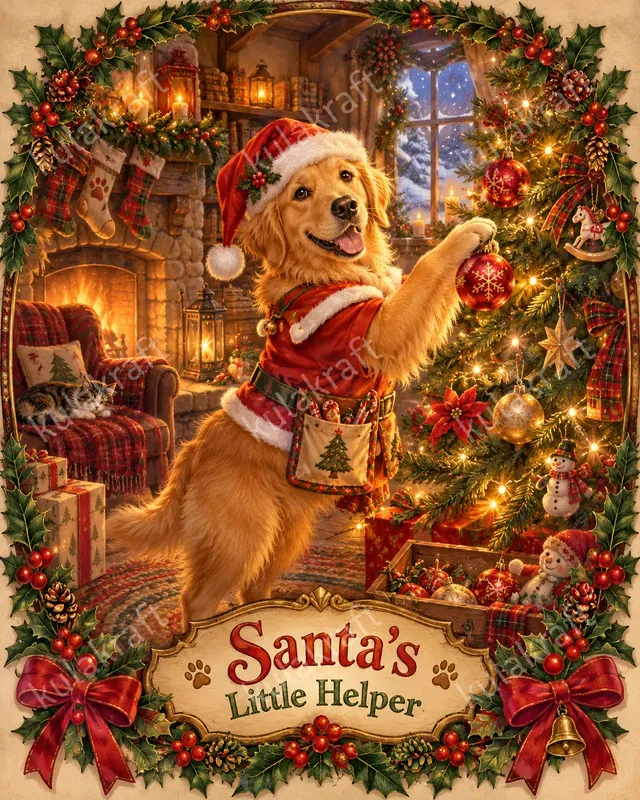 Pet Christmas Storybook Portrait Posters
